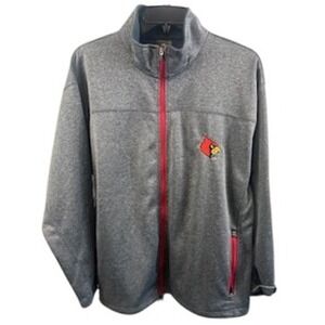 Louisville Cardinals Knights Apparel Jacket Full‎ Zip Gray Mens Size XL/XG